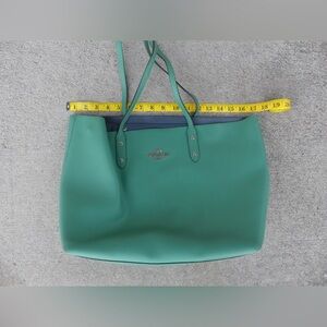 Teal Canvas Coach Tote